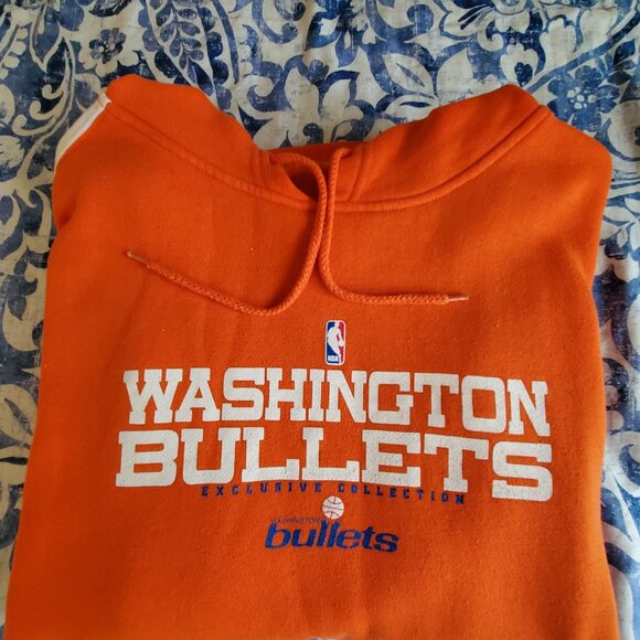 Vintage Washington Bullets Orange Hoodie L NBA Exclusive Collection tag DC - Picture 2 of 4